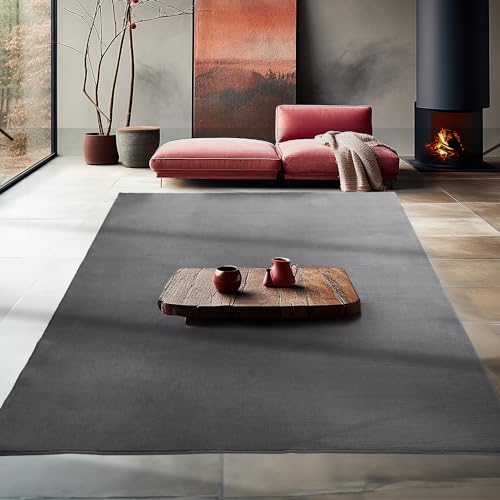 Teppium rutschfest Kurzflor Teppich Wohnzimmer 200x300 (200x290 cm) Grau - Waschbarer Teppich Flauschig und Extra Weich - Modern Einfarbig Teppich für Schlafzimmer, Kinderzimmer, Esszimmer und Küche von Teppium