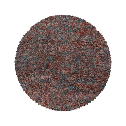 Vintage Stil Teppich Wohnzimmer Rund Teppich Kurzflor Meliertes Design Esszimmer Schlafzimmer Flur Küchenteppich Weich & Flauschig Pflegeleicht in Farbe: Terrakotta, Grösse: 200 cm Rund von Teppium