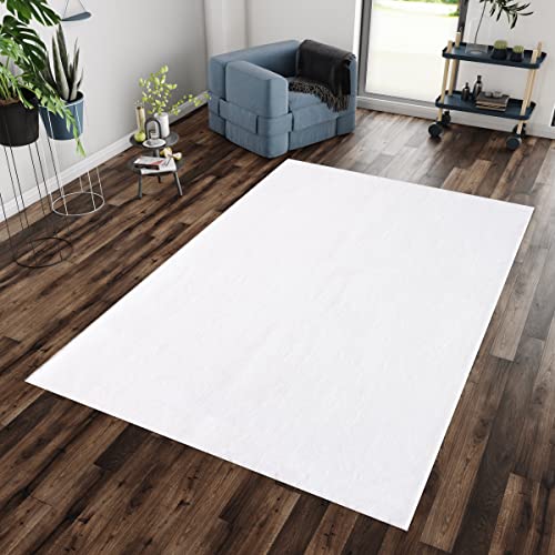 Hochflor Teppich im Modernen Stil Einfarbig Unicolor Soft & Flauschig Pflegeleicht Wohnzimmmer Schlafzimmer Flur Weicher Langflor Rechteckig Teppich in Farbe: Creme, Grösse: 160 x 220 cm von Teppium