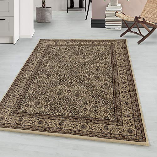Wohnzimmerteppich Orient Design Kurzflor Schlafzimmer Esszimmer Küche Flur Teppich Pflegeleicht Weich & Flauschig Flauschiger Rechteckig Teppich in Farbe: Beige, Grösse: 160 x 230 cm von Teppium