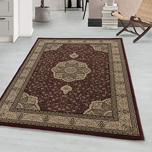 Wohnzimmerteppich Orient Design Kurzflor Schlafzimmer Esszimmer Küche Flur Teppich Pflegeleicht Weich & Flauschig Flauschiger Rechteckig Teppich in Farbe: Rot, Grösse: 120 x 170 cm von Teppium