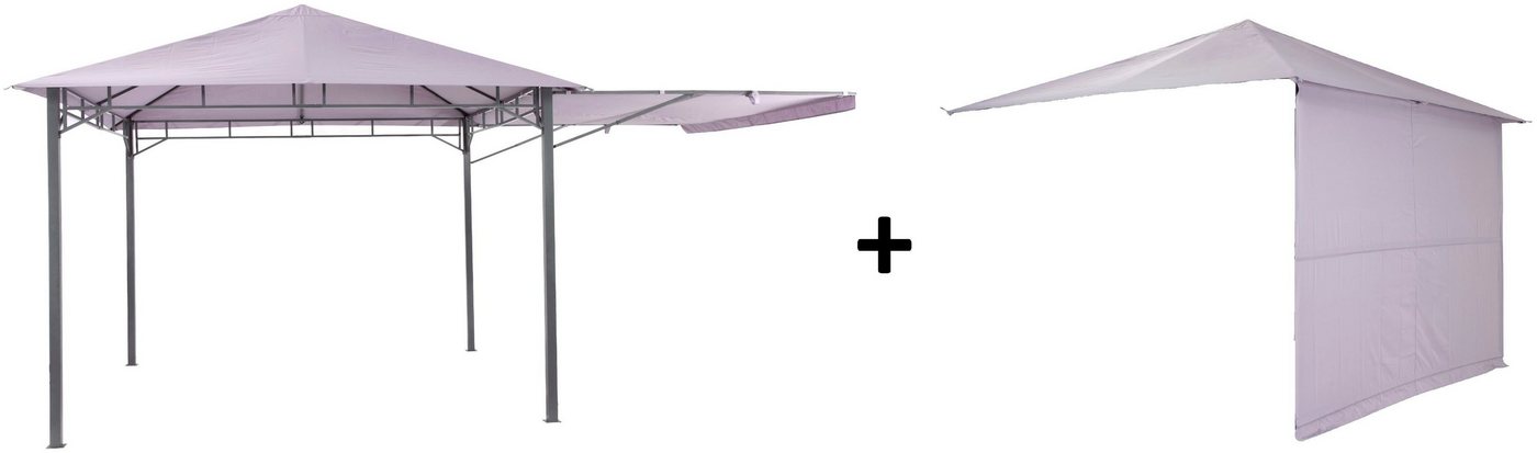 Tepro Pavillon Lehua, mit 1 Seitenteilen, (Set, inkl. Ersatzdach), BxTxH: 330x330x285 cm, Seitenteil als Markise ausklappbar von Tepro