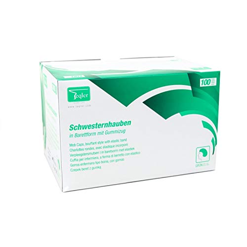 Teqler T-329501GN Schwesternhaube in Barettform grün (100-er Pack) von Teqler