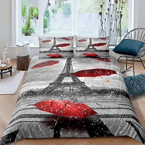 Teqoasiy Mädchen Bettwäsche 200 X 200Cm Vintage Paris Quilt Set Medium Eiffelturm Bettbezug Set Kinder Erwachsene 3 Stück Set von Teqoasiy