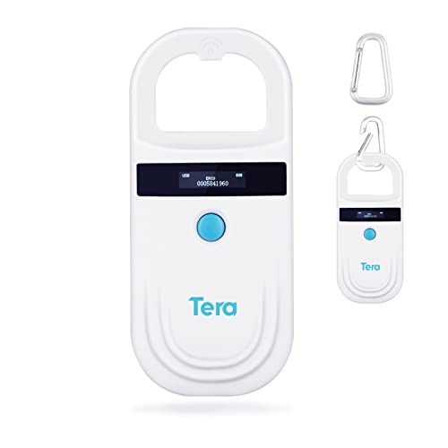 Tera Tragbarer Chip Reader Microchip Scanner RFID mit OLED Display Tierchip ID Scanner für Hund Katze Schwein Wiederaufladbarer Pet Tag Scanner für ISO 11784/11785, FDX-B, EMID von Tera