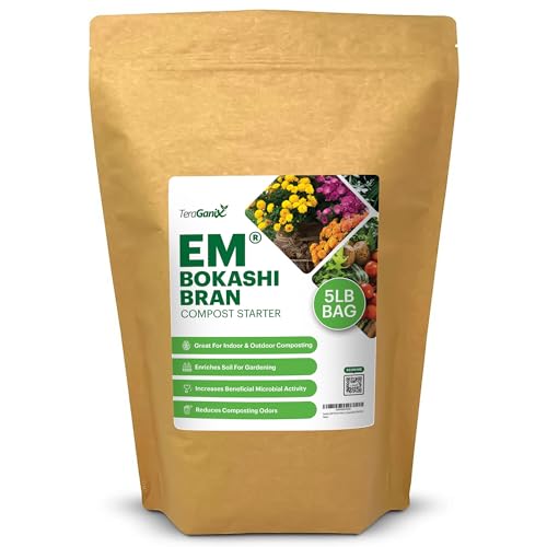 TeraGanix EM Premium Bokashi Kleie Kompostbeschleuniger Reiskleie Mix Geruchsentferner formuliert von Dr. Higa (Bokashi Erfinder) Bokashi Kompost Starter für Küche Komposter und Erde (5 lbs von TeraGanix