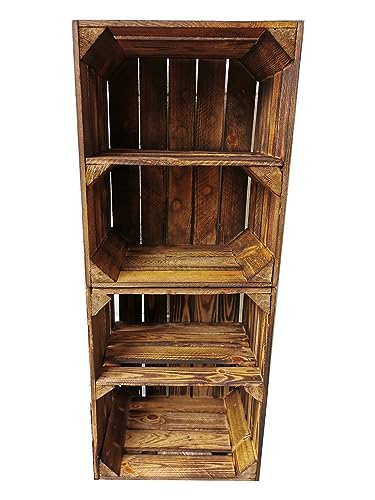 Alte geflammte Obstkisten / Holzkisten in vielen Variationen -Ideal zum Möbelbau oder zur Aufbewahrung- Sehr massiv und stabil verarbeitet (2er Set Boden Quer) von Teramico