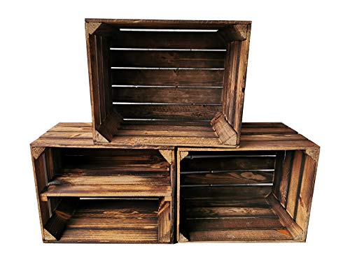 Alte geflammte Obstkisten/Holzkisten mit Zwischenboden LANG verarbeitet - Ideal für den Möbelbau - Tolle Set-Angebote (3er Set / 1 x Boden Lang) von Teramico