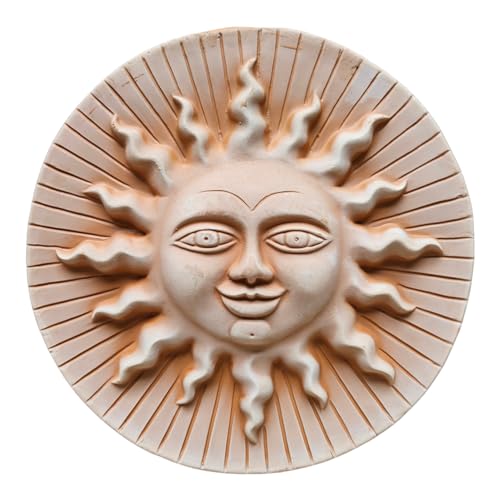 Deko Wandbil Sonne und Mond Italienisches Terrakotta Frostfest Witterungsbeständig- "QUALITÄTSWARE" Dekoration für Garten und Terrasse (Sole Righe 31cm) von Teramico