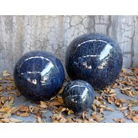 Gartenkugeln Rosenkugeln Keramik 4Er Set Rost Blau Frostfest von Teramico