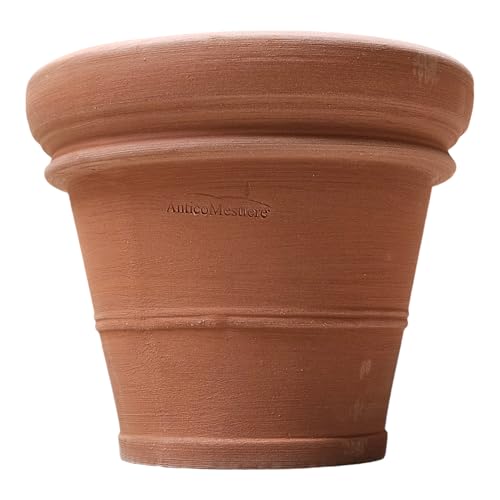 Pflanzgefäß Blumentopf Übertopf konisch rund Doppio Bordo LISCIO Echtes Terrakotta -Handarbeit- ABSOLUT FROSTFEST (30cm) von Teramico