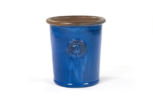 Teramico Pflanzgefäß aus Keramik Modell Provence mit Motiv Krone in der Farbe Royal Blau - absolut frostfest - hochwertige Handarbeit (Royal Blau, 25 x 28cm) von Teramico