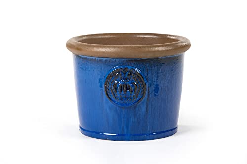 Teramico Pflanzgefäß aus Keramik Modell Provence mit Motiv Krone in der Farbe Royal Blau - absolut frostfest - hochwertige Handarbeit (Royal Blau, 45 x 34cm) von Teramico