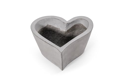 Teramico Pflanzgefäße Blumentöpfe Übertöpfe aus Leicht-Beton - absolut frostfest - für den Innen- und Außenbereich (Heart Pot, L) von Teramico