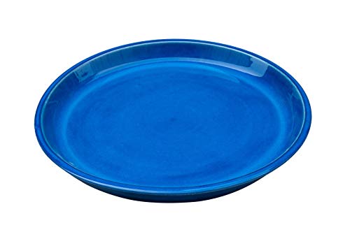 Vogeltränke/Teller/Untersetzer für Pflanzgefäße Blumentöpfe Blau Weiß Anthrazit glasiert aus Steinzeug 24cm - 42cm -frostfest- (42cm, Royal Blau) von Teramico