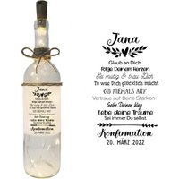 Flaschenlicht Dekolicht Geschenk Zur Firmung| Konfirmation | Jugendweihe Kommunion - Lichtflasche von TerasworldDE