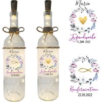 Flaschenlicht Dekolicht Geschenk Zur Firmung | Konfirmation Jugendweihe Kommunion - Lichtflasche von TerasworldDE