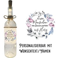 Flaschenlicht "Es Gibt Menschen Die Passen Perfekt Ins Herz" - Lichtflasche, Dekoflasche Mit Led Beleuchtung von TerasworldDE