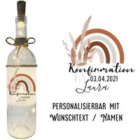 Flaschenlicht "Konfirmation - Regenbogen" - | Kommunion Jugendweihe Firmung| Zur Taufe| Lichtflasche, Dekoflasche Mit Led Beleuchtung von TerasworldDE
