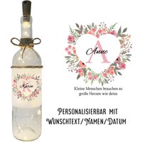 Flaschenlicht Personalisiert Mit Namen Buchstaben Wunschtext - Lichtflasche, Dekoflasche Led Beleuchtung von TerasworldDE