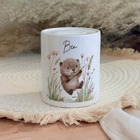 Personalisierte Spardose Kind Geschenk Geburt Taufe Geburtstag Waldtiere Geldgeschenk Baby Kinder Keramik Sparbüchse von TerasworldDE