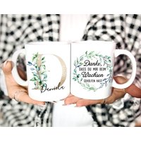 Tasse Danke | Hebamme Erzieherin Personalisiert Mit Buchstabe Namen Evtl. Wunschtext von TerasworldDE