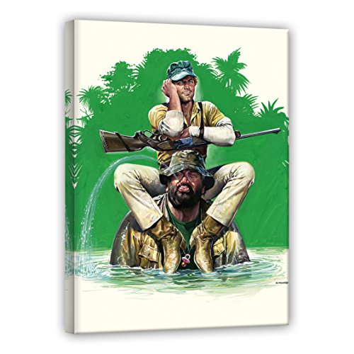 Terence Hill Bud Spencer Leinwand - Das Krokodil und sein Nilpferd - Kunstdruck Renato Casaro Edition (60 x 80 cm) von Terence Hill