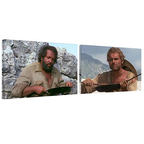 Terence Hill und Bud Spencer - Beans Dinner - Leinwand Set 2 STK. (2x60x40cm) von Terence Hill