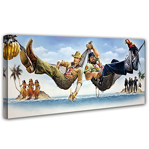 Terence Hill und Bud Spencer Leinwand - Zwei Asse trumpfen auf - Kunstdruck Renato Casaro Edition (120 x 50 cm) von Terence Hill