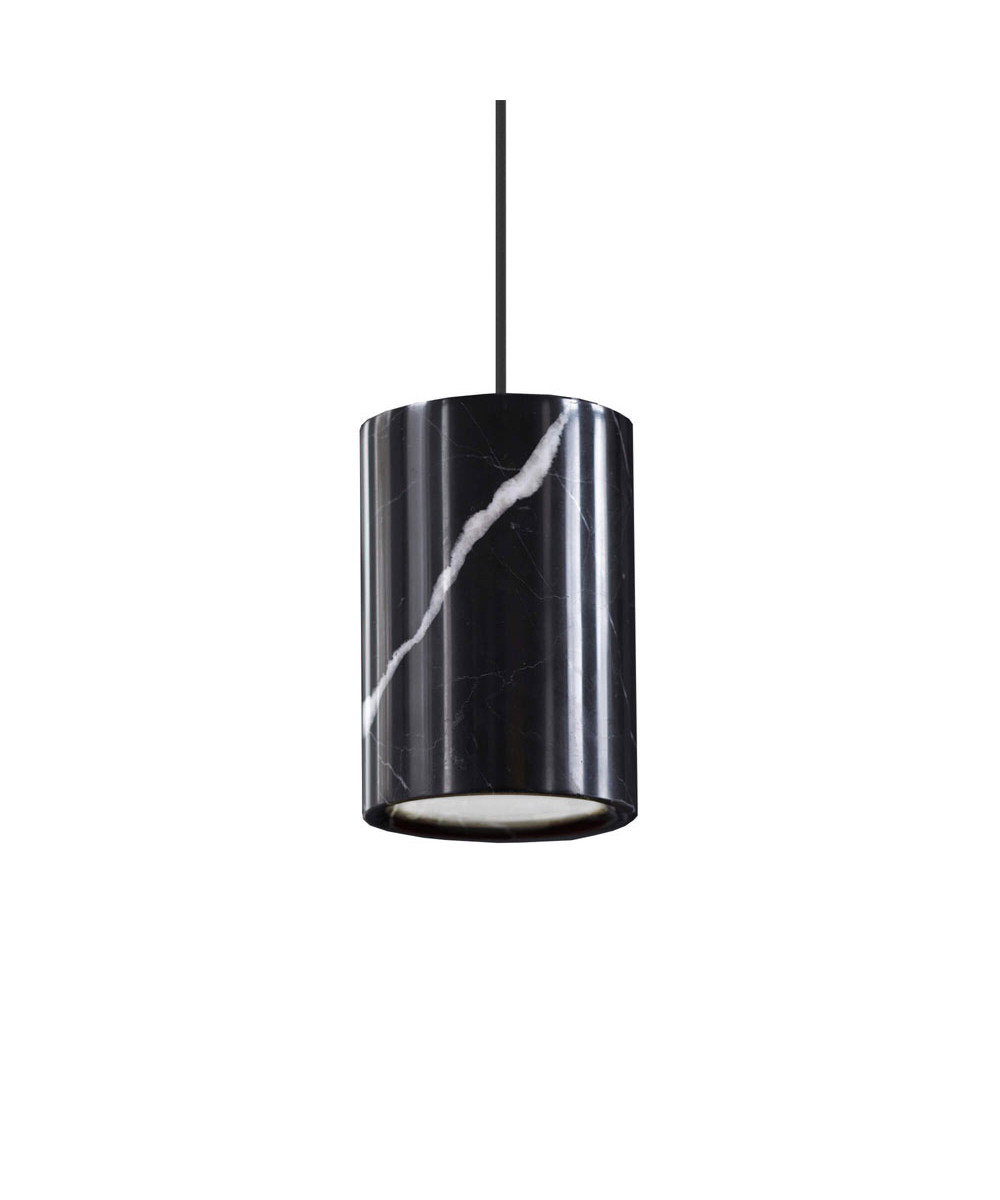 Terence Woodgate - Solid Pendelleuchte Cylinder Nero Marquina Marble von Terence Woodgate