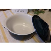 1 1/2 Qt Corelle Corning Stoneware Auflaufform Und Deckel, Dunkelblau Weiß, Mikrowellengeeignet, Ofen, Ausgezeichnet von TeresasTreasuresEtc