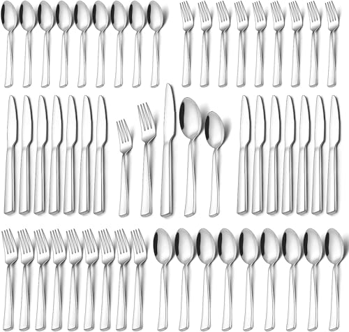 Besteck Set 12 Personen, Terlulu 60 teilig Edelstahl Besteckset, Gehämmertes Essbesteck Set mit Messer Gabel Löffel, Hochwertiges Edelstahlbesteck, Hochglanzpoliert & Spülmaschinenfest von Terlulu