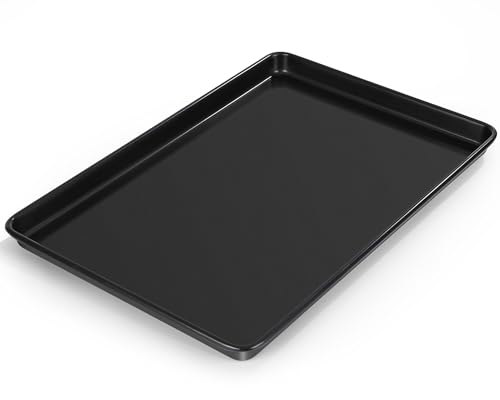 Terlulu Backblech, 44,4 x 30 x 2,5cm, Karbonstahl Backblech Kuchenblech mit Antihaftbeschichtung, Rechteckige Backform Ofenblech für Backen Kochen Servieren, Gesund & Robust, Leicht zu Reinigen von Terlulu