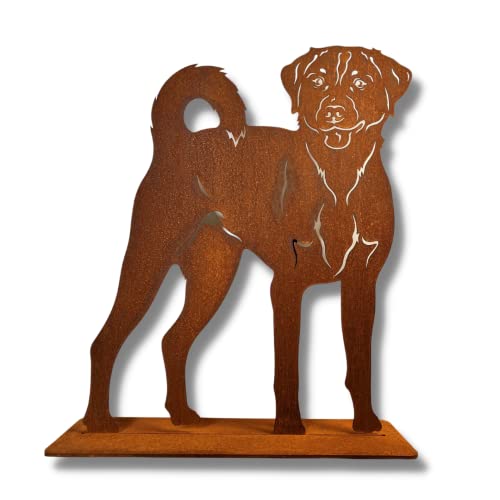 Terma Stahldesign Rost Hund Appenzeller Sennenhund Lebensgroß Handmade Germany tolle Gartendeko aus Metall Figur deko Geschenk Rostfigur Garten deko Gartenfigur, hundegrab deko von Terma