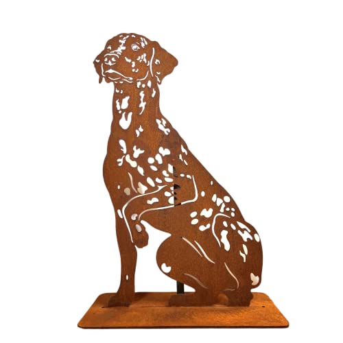Terma Stahldesign Rost Hund Dalmatiner Lebensgroß Handmade Germany tolle Gartendeko aus Metall Figur deko Geschenk Rostfigur Garten deko Gartenfigur, hundegrab deko von Terma