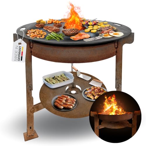 Terma Feuerschale mit Feuerplatte 69-80-100cm -Der Neue Grill Trend- Plancha Grillplatte feuertonne mit grillplatte holzkohlegrill komplett grilltonne grillring feuerkorb von Terma