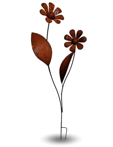 Terma Gartenfiguren XXL Rostfiguren Gartendeko (3D Blume mit Zwei Blüten) von Terma