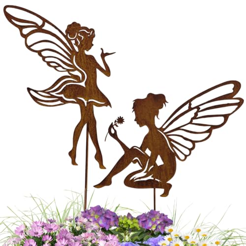 Terma Gartenstecker 2er-Set Fee – je 50 cm hoch, 30 cm breit – Edelrost Metallfiguren für Garten & Beet – Märchenhafte Gartendeko – Handgefertigt in Deutschland Terma Gartenstecker 2er-Set Fee – je 50 cm hoch, 30 cm breit – Edelrost Metallfiguren für Garten & Beet – Märchenhafte Gartendeko – Handgefertigt in Deutschland von Terma