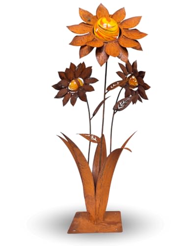 Terma Rost 3D Sonnenblume XXL Gartendeko rost Gartenfigur groß Metallfigur Garten Blumenstecker Dekostecker Rostgartendeko rostdeko Gartendeko Metall deko Metallstecker Edelrost von Terma