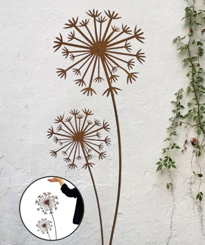 Terma Rost Pusteblume XXL 140 cm Höhe Pusteblume Gartenstecker rost Gartenfigur groß Metallfigur Garten Blumenstecker dekostecker rostgartendeko rostdeko Gartendeko Metall deko metallstecker edelrost von Terma