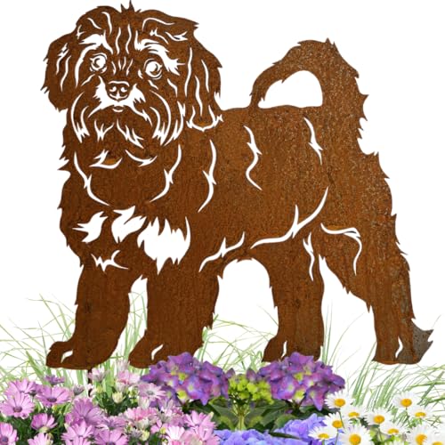 Terma Stahldesign Bolonka Zwetna Edelrost Hund Gartenstecker, Handmade Germany gartendeko aus Rost-Metall deko rostoptik, Rostfiguren Tiere rostfiguren Garten Rostdeko von Terma
