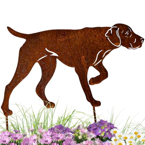 Terma Stahldesign Deutsch Kurzhaar Edelrost Hund Gartenstecker Handmade Germany gartendeko aus Rost-Metall, deko rostoptik, Rostfiguren Tiere, rostfiguren Garten, Rostdeko von Terma