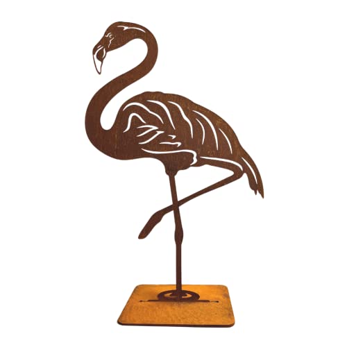 Terma Stahldesign Edelrost Gartenstecker Figuren Handmade Germany, tolle gartendeko aus Rost-Metall, deko rostoptik, Rostfiguren Tiere, rostfiguren Garten, Rostdeko (Flamingo) von Terma