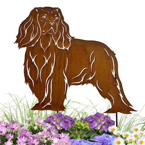 Terma Stahldesign Edelrost Hund Cavalier King Charles Spaniel, Handmade Germany, tolle gartendeko aus Rost-Metall, deko rostoptik, Rostfiguren Tiere, rostfiguren Garten, Rostdeko von Terma