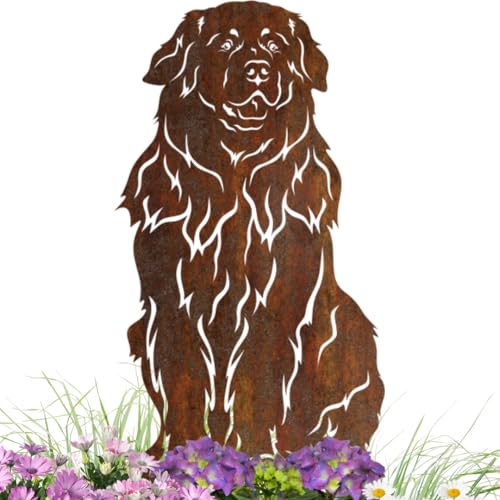 Terma Stahldesign Edelrost Hund Verschiedene Rassen, Handmade Germany, tolle gartendeko aus Rost-Metall, deko rostoptik, Rostfiguren Tiere, rostfiguren Garten, Rostdeko (Leonberger) von Terma