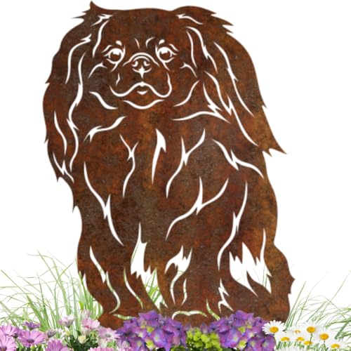 Terma Stahldesign Edelrost Hund Verschiedene Rassen, Handmade Germany, tolle gartendeko aus Rost-Metall, deko rostoptik, Rostfiguren Tiere, rostfiguren Garten, Rostdeko (Pekingese) von Terma