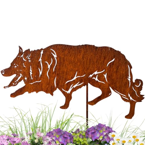 Terma Stahldesign Edelrost Hund Verschiedene Rassen, Handmade Germany, tolle gartendeko aus Rost-Metall, deko rostoptik, Rostfiguren Tiere, rostfiguren Garten, Rostdeko (Border Collie) von Terma