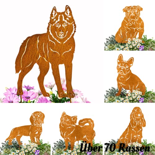 Terma Stahldesign Edelrost Hund Verschiedene Rassen, Handmade Germany, tolle gartendeko aus Rost-Metall, deko rostoptik, Rostfiguren Tiere, rostfiguren Garten, Rostdeko (Husky) von Terma