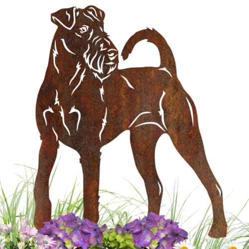 Terma Stahldesign Edelrost Hund Verschiedene Rassen, Handmade Germany, tolle gartendeko aus Rost-Metall, deko rostoptik, Rostfiguren Tiere, rostfiguren Garten, Rostdeko (Irish Terrier) von Terma