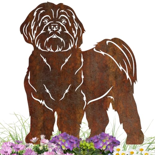 Terma Stahldesign Edelrost Hund Verschiedene Rassen, Handmade Germany, tolle gartendeko aus Rost-Metall, deko rostoptik, Rostfiguren Tiere, rostfiguren Garten, Rostdeko (Shih Tzu) von Terma